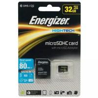 Карта памяти Energizer microSDHC Class 10 UHS-I U1 80MB/s + SD adapter