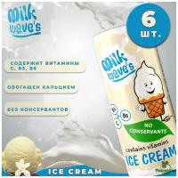 Молочный газированный напиток 0,25 л х 6 шт Milk Wave's (Милкис вейв) со вкусом Мороженого, без консервантов / Коктейль для детей/ Газировка оптом/