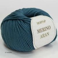 Пряжа Seam Merino Aran Сеам Мерино Аран, 07 петроль, 100% мериносовая шерсть экстрафайн супервош, 50г, 87м, 1 моток