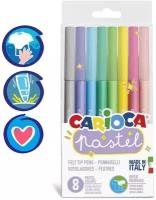 Фломастеры 8 цветов Carioca Pastel, 1,0-4,7 мм, пастельная палитра, смываемые, ПВХ, европодвес