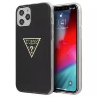 Чехол CG Mobile Guess PC/TPU Metallc effect Triangle logo Hard для iPhone 12/12 Pro, цвет Черный (GUHCP12MPCUMPTBK)