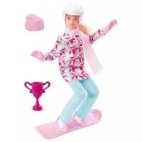 Кукла Barbie Winter Sport Сноубордистка, 30 см, HCN32 розовый