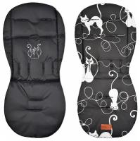 Матрасик-вкладыш в коляску Leo Baby Summer Seat Liner, цвет Чёрный / Кошки