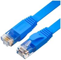 GCR Патч-корд PROF плоский прямой 1.0m, UTP медь кат.6, синий, 30 AWG, ethernet high speed 10 Гбит/с, RJ45, T568B