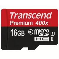 Карта памяти Transcend microSDHC 16 ГБ Class 10, UHS-I, R 60 МБ/с