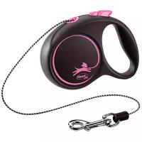 Поводок-рулетка Flexi Black Design cord XS 3m 8 kg pink