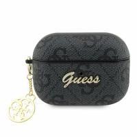 Чехол Guess PU leather 4G with metal logo and Heart charm для Airpods Pro 2 (2022), черный