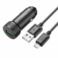 Автомобильное зарядное устройство Hoco Z49A быстрая зарядка, с кабелем micro USB