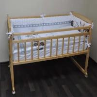 Кровать детская Беби 2 (колесо, качалка, опускная боковина) (натуральный)