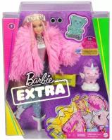 Кукла Barbie Extra GRN28 / Кукла барби экстра в розовой куртке с единорогом