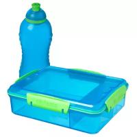 "Набор Sistema ""Lunch"": контейнер с разделителями 975мл, бутылка 330мл, синий, 41575"