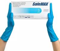 Перчатки латексные смотровые Archdale SafeMax повышенной прочности high risk, 25 пар/50 штук, синий цвет, размер XL