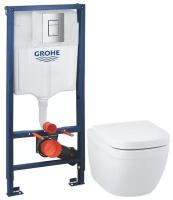 Комплект подвесной унитаз Grohe Euro Ceramic 39328000 + 39330001 + система инсталляции Grohe 38772001