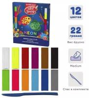 ErichKrause Пластилин 12 цветов, 260 г, ErichKrause ArtBerry, неоновый, с алоэ вера, стек в подарок, в картонной упаковке