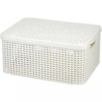 Корзина для хранения CURVER с крышкой Rattan Style Box M, 39х29х19 см, 1 шт., кремовый