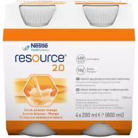 Nestle Resource 2.0 высокобелковая смесь, со вкусом ананаса и манго, 200 мл х №4