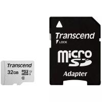 Карта памяти Transcend microSD 32 ГБ Class 10, UHS-I, R/W 100/25 МБ/с, адаптер на SD, серебристый