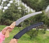 Пила ручная садовая ARS по дереву, ножовка с деревянной ручкой, 330 мм изогнутая с чехлом