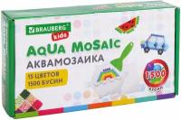 Аквамозаика Aqua Pixels 15 цветов, 1500 бусин, с трафаретами и инструментами, Brauberg Kids, 664913