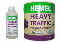 Hemel 2К Усиленный паркетный лак + отвердитель (Hemel Heavy Traffic) 5.5л полуматовый