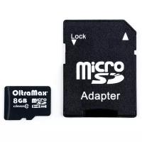 Карта памяти OltraMax microSDHC 8 ГБ Class 10, V10, A1, UHS-I U1, 1 шт., черный