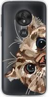 Силиконовый чехол на Motorola Moto G7 Play / Моторола Мото G7 Плей "Любопытный кот", прозрачный