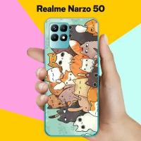 Силиконовый чехол на Realme Narzo 50 Много котов / для Реалми Нарзо 50