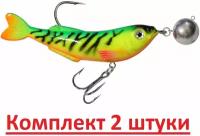 Воблер AQUA JIG-DOK с чебурашкой 77mm, цвет 049 (флуоресцентная макрель), 2 штуки