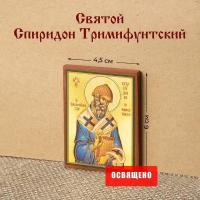 Икона "Святой Спиридон Тримифунтский" на МДФ 4х6