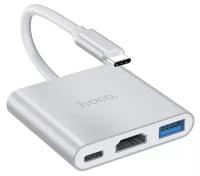 Хаб Type-C на USB 3.0 + HDMI + PD HOCO HB14 переходник для Macbook Pro Air с возможностью вывода на экран и зарядкой адаптер