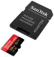 Карта памяти SanDisk Extreme PRO microSDXC 128 ГБ Class 10, V30, A2, UHS Class 3, R/W 200/90 МБ/с, адаптер на SD