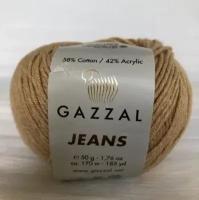 Пряжа полухлопок Gazzal Jeans/Газзал Джинс - голубой (1106), 1 шт, 58% хлопок, 42% акрил, 170м/50гр, для вязания игрушек, одежды и сумок
