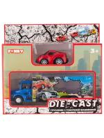 Набор грузовик + машинка die-cast, красная, спусковой механизм 6828157