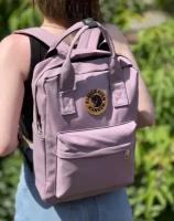 Рюкзак школьный, ранец, туристический, портфель школьный, вместительный универсальный пудровый с коричневой эмблемой