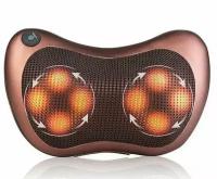 Массажная подушка с ИК-подогревом для шеи и спины URM / массажер для тела Massage Pillow, 8 роликов (8028)