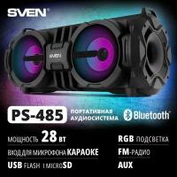 АС PS-485, черный (28 Вт, Bluetooth, FM, USB, microSD, LED-дисплей, 2х2000мА*ч)