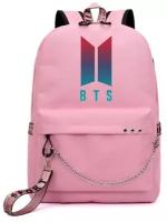 Рюкзак BTS розовый с цепью №2
