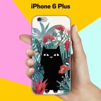 Силиконовый чехол на Apple iPhone 6 Plus Черный кот / для Эпл Айфон 6 Плюс