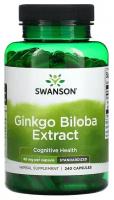 Капсулы SWANSON Ginkgo Biloba Extract, 140 г, 60 мг, 240 шт