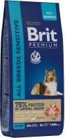 Сухой корм BRIT PREMIUM DOG ADULT SENSITIVE для взрослых собак всех пород с чувствительным пищеварением с ягненком и рисом (15кг)