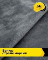 Ткань для шитья и рукоделия Велюр стрейч "Марсия" 405гр 5 м * 150 см, серый 012