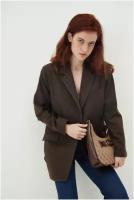 Жакет кроя легкий оверсайз из шерсти с карманами и декоративным подкладом и нашивкой на спине бренд Sandra Gromova размер M/46