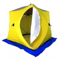 Палатка трехместная СТЭК Куб 3 (трехслойная, дышащая), желтый/белый/синий