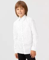 Рубашка приталенная на пуговицах белая Button Blue, для мальчиков, размер 122, мод. 223BBBS23010213