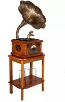 MJI Audio Gramophone Classic Bronze Horn Turntable + Stand Table рожковый проигрыватель