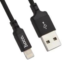 USB кабель Hoco X14 для зарядки, передачи данных, Lightning 8-pin, 2.4А, 1 метр, нейлон, черный