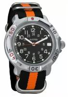 Мужские наручные часы Восток Командирские 811783-black-orange, нейлон, оранжевый/черный
