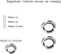 Защитное стекло линзы накладка на заднюю камеру iphone 11/ 12/ 12 mini camera glass (для Айфон 11, 12, 12 мини) черный с искуссвенными стразами