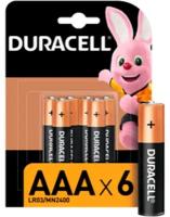 Батарейка Duracell Basic (Б0014858) ААА мизинчиковая LR03 1,5 В (6 шт.)