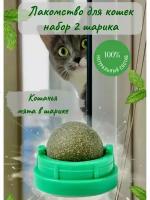 Кошачья мята 2 шт, вращающийся шарик леденец конфета с кошачьей мятой, мятная игрушка для кошек и котов, лакомство для кошки, товар для животных